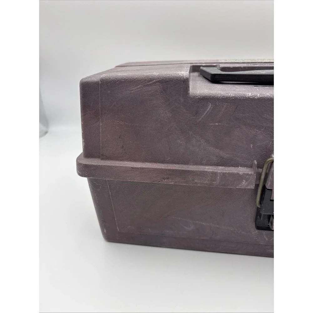 Vintage Plano Tackle Box Model 6303 3 Tier Fold Out Tray Fishing USA Brown